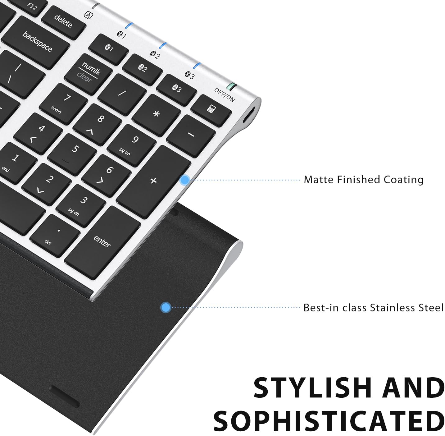 iClever BK10 Bluetooth Keyboard, Universal Bluetooth 5.1 Wireless Keyboard with Number Pad, Ergonomic Design, Multi-Device Compatibility, Stable Connection for Mac, iPad, iPhone, Android, Windows