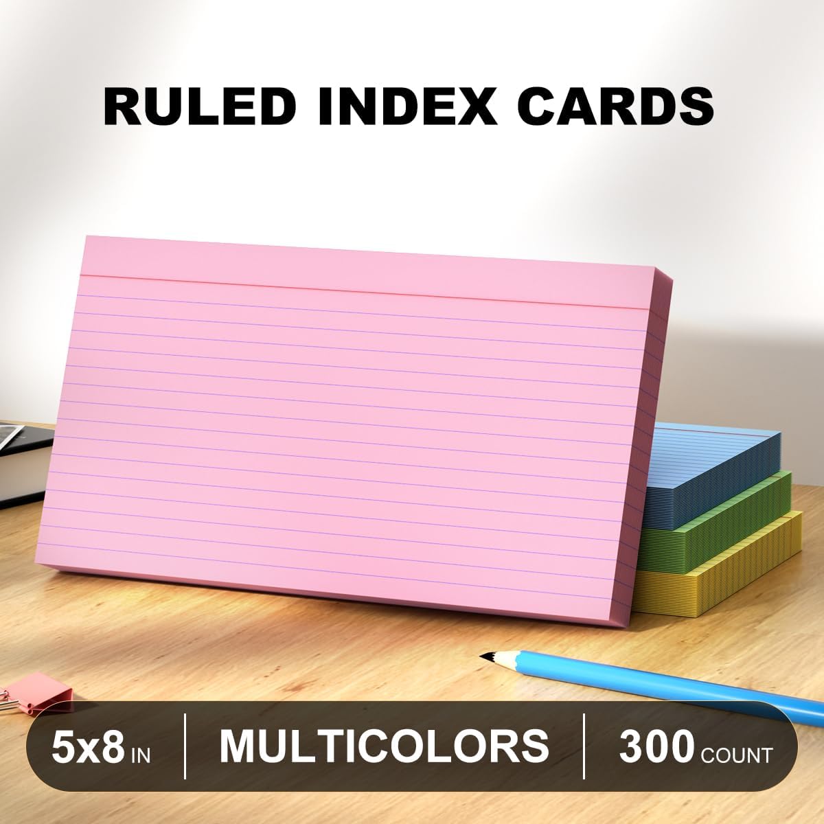 100 Count Colored Index Cards 5x8 Lined Colorful Notecards 4 Color Lined Flashcards for Studying 5 x 8 Index Cue Cards Ruled Notecards Multicolor Note Cards Flash Cards for Notes Office School Recipes