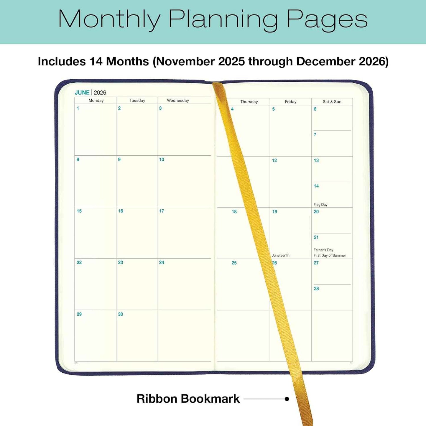 2026 Textured Cover Weekly Monthly Pocket Planner/Pocket Calendar, 6.75"x3.4": 14 Months (November 2025 - December 2026) / 2026 Calendar / 2026 Weekly Calendar/Weekly Planner Organizer (Navy)