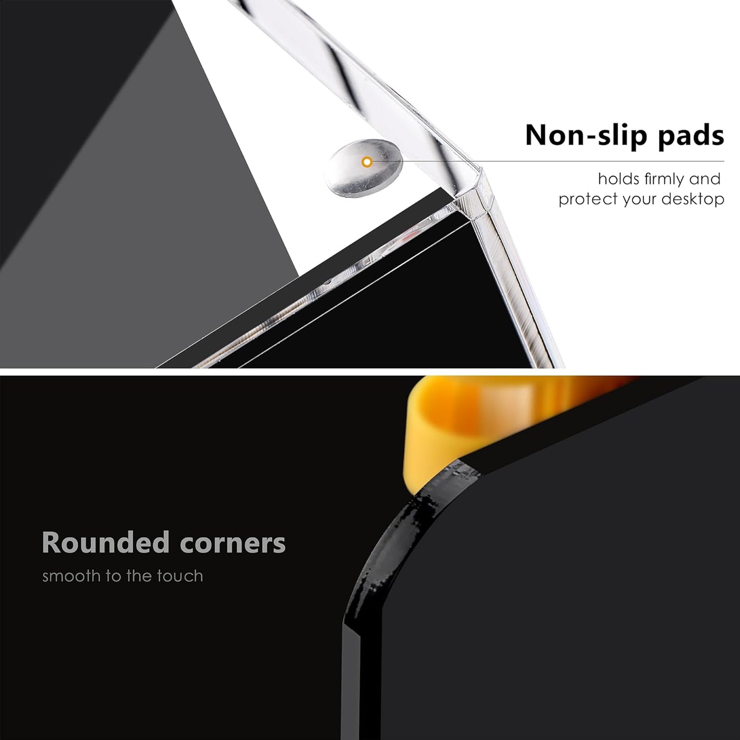 Acrylic Magazine File Holder Desktap Organizer Folder Rack Workspace Sorters, Bookend File Sorter Holder Office Accessories Organization Storage 3 Vertical Compartments, Black