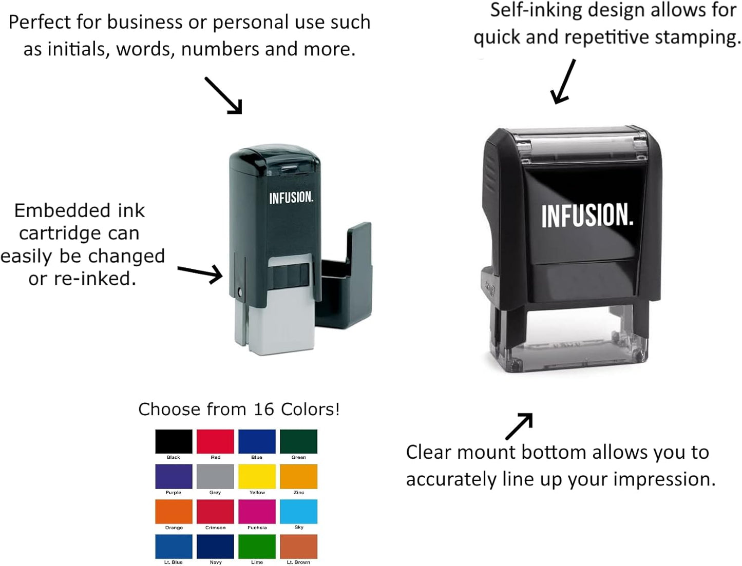Infusion Custom Self-Inking Rubber Stamp - Long Stamp - (3/8" x 2-3/4")