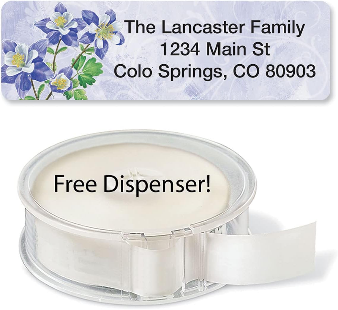 Colorful Images Spring Floral Rolled Personalized Return Address Mailing Labels with Dispenser, Customize with Name & Shipping Address, 250 ¾” x 2½” Self Adhesive, Easy Peel Label Roll - Lumora Desk