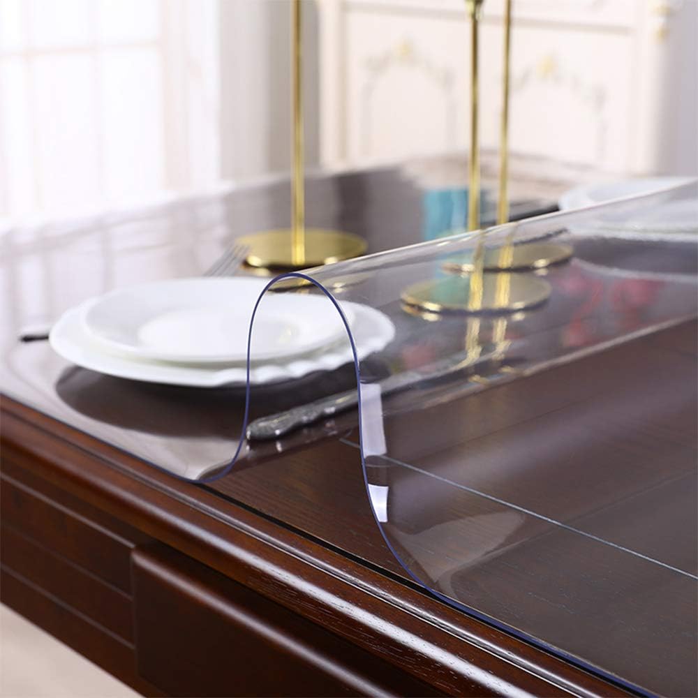 Clear PVC Table Protector 1.5mm Thick 38x71 Inch Dining Table Protector Rectangle Plastic Table Protective Pads Clear Desk Cover Protector for Meeting Desk Kitchen Table Party Buffet Table Waterproof