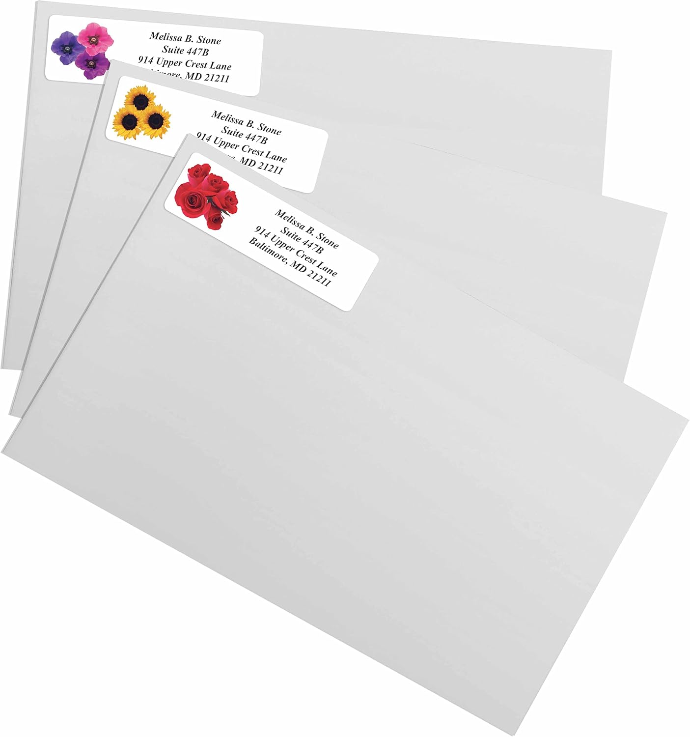 Floral Posy Assorted Rolled Address Labels with Elegant Plastic Dispenser - Lumora Desk