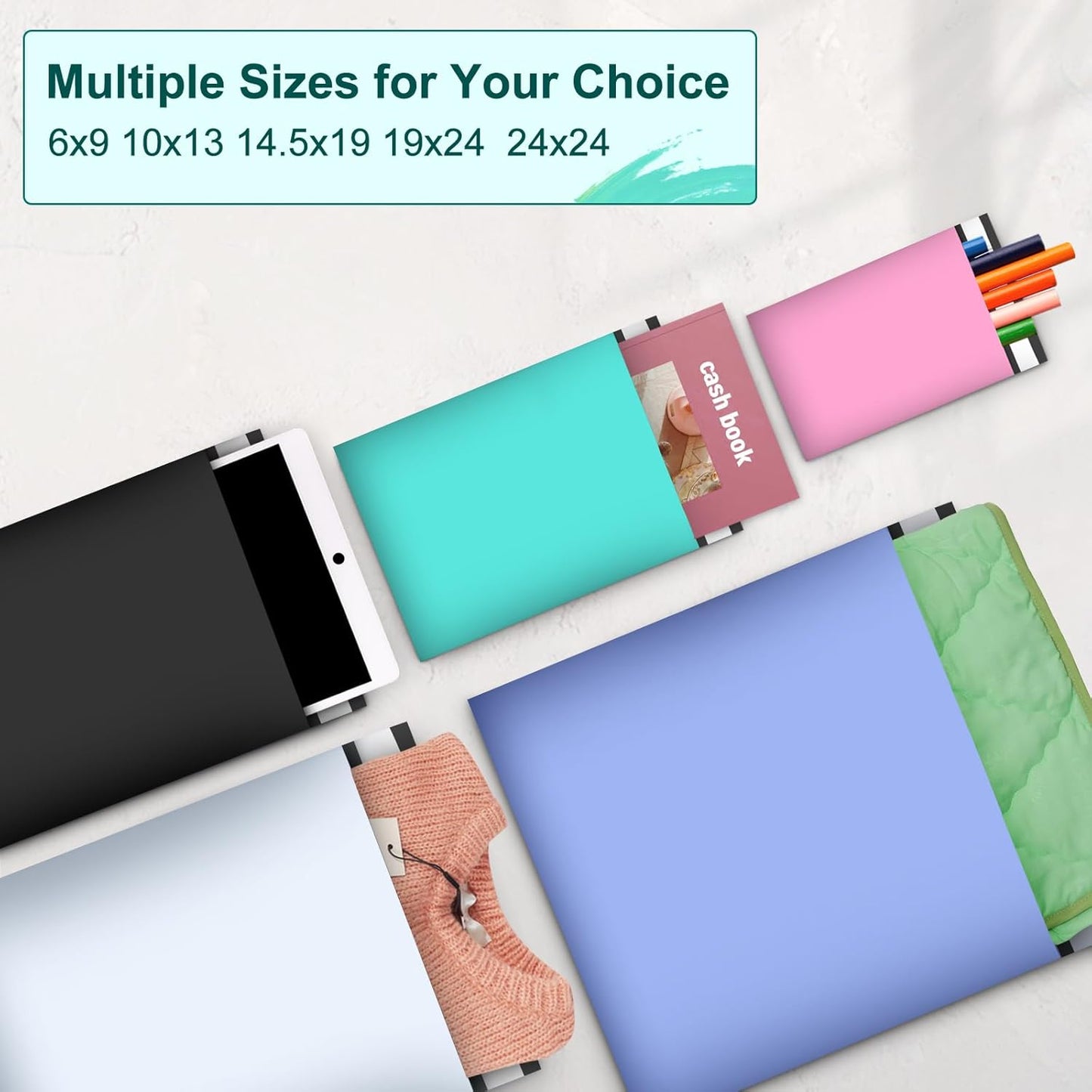 Poly Mailers 10x13 Inch 200 Pcs, Teal Shipping Bags, Mailing Envelopes with Self Seal Adhesive Strip, Waterproof and Tear-Proof Poly Bags for Non-Fragile Items - Lumora Desk