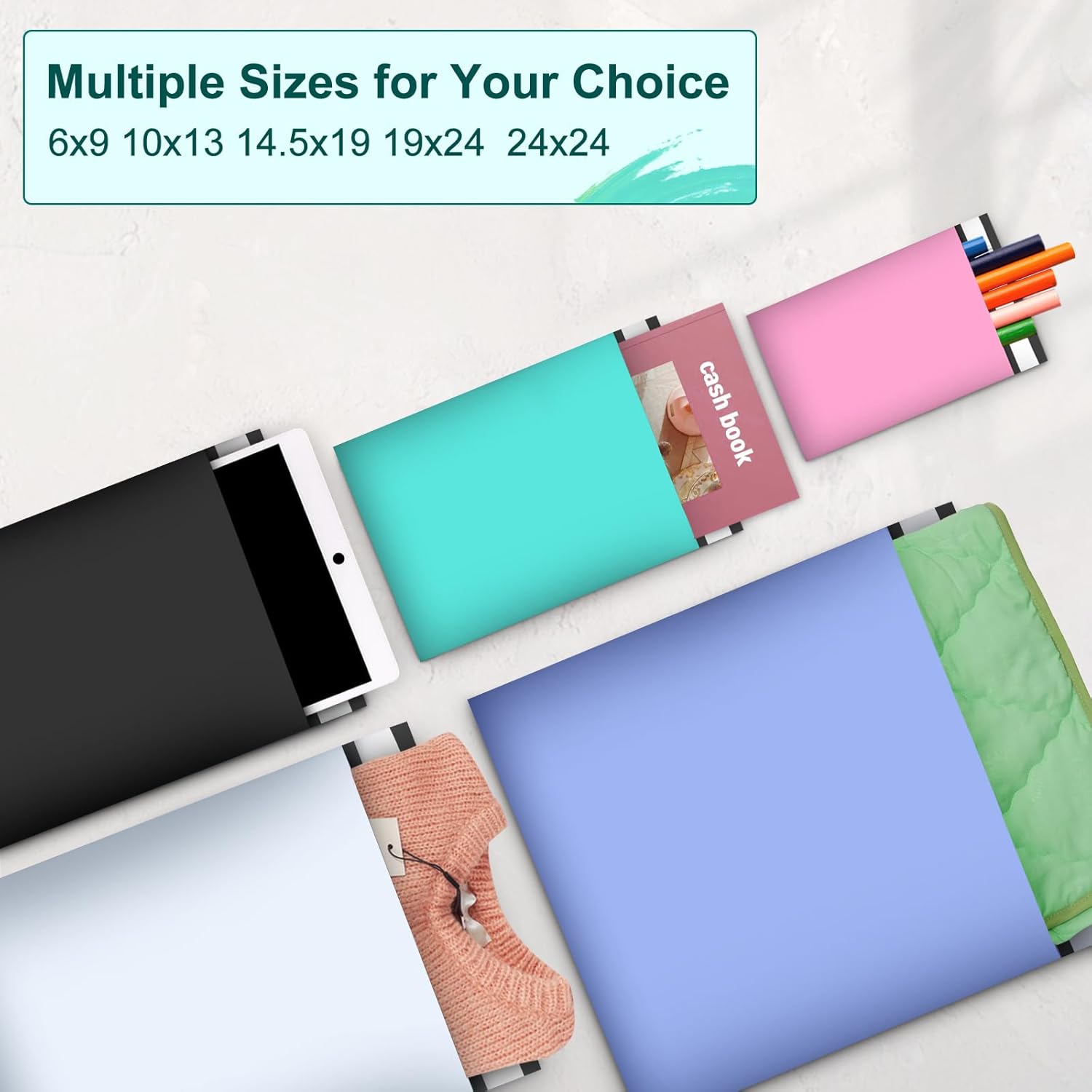 Poly Mailers 10x13 Inch 200 Pcs, Teal Shipping Bags, Mailing Envelopes with Self Seal Adhesive Strip, Waterproof and Tear-Proof Poly Bags for Non-Fragile Items - Lumora Desk