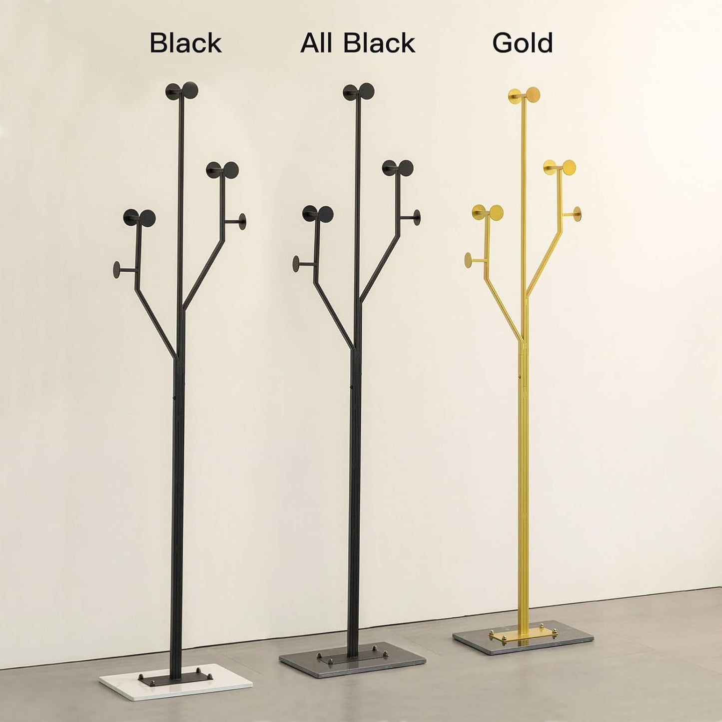 Heavy Duty Coat Rack Tree-shaped Metal Freestanding Coat Tree with Sturdy Marble Base Corner Coat Rack for Bedroom Entryway Hallway 14.96 x 10.24 x 68.9 Inches (Gold) - Lumora Desk