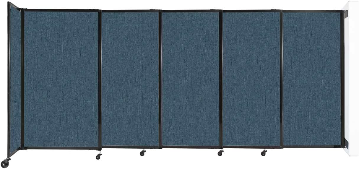 Wall-Mounted Sliding StraightWall Room Divider | Adjustable Widths | Locking Wheels | Room Separator | Up to 11'3" Wide x 5' Tall Caribbean Fabric Panels - Lumora Desk