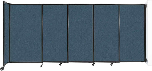 Wall-Mounted Sliding StraightWall Room Divider | Adjustable Widths | Locking Wheels | Room Separator | Up to 11'3" Wide x 5' Tall Caribbean Fabric Panels - Lumora Desk