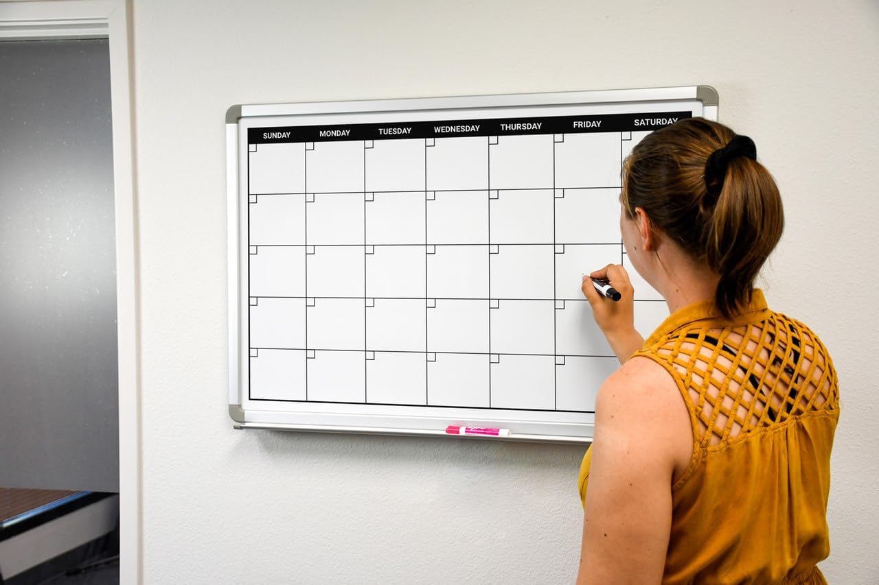 Month Calendar Dry-Erase Scheduling Whiteboard 60" x 40" - Lumora Desk