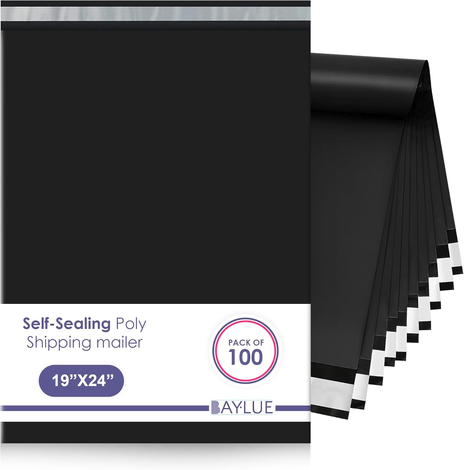 Black Large Poly Mailers 19x24 Inch | Strong Adhesive Self-Seal Mailer Bags | Tear, Tamper, Water Resistant Shipping Envelopes | Thick Strong polymailer Bags XL Clothing Shipping Bags | 100 Pcs Bulk - Lumora Desk
