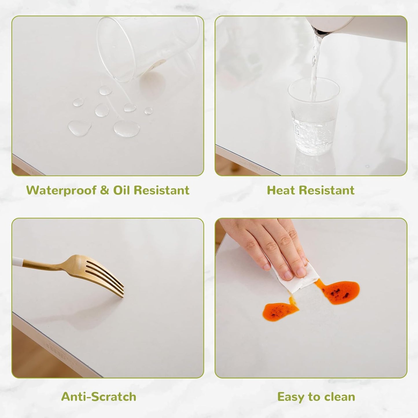 36 x 84 Inch Clear Table Cover Protector, Clear Table Protector for Dining Room Table, 1.5mm Plastic Table Cover, Waterproof Table Pad for Kitchen, Office