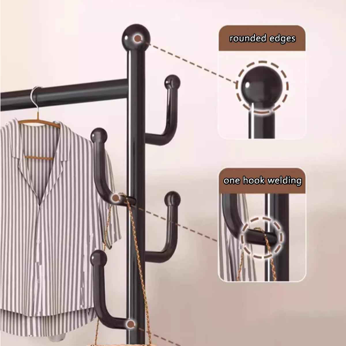 Clothes Garment Rack, Heavy Duty Clothes Rack with Wheels, Portable Clothing Rack with Storage Basket for Hanging Clothes,Gold