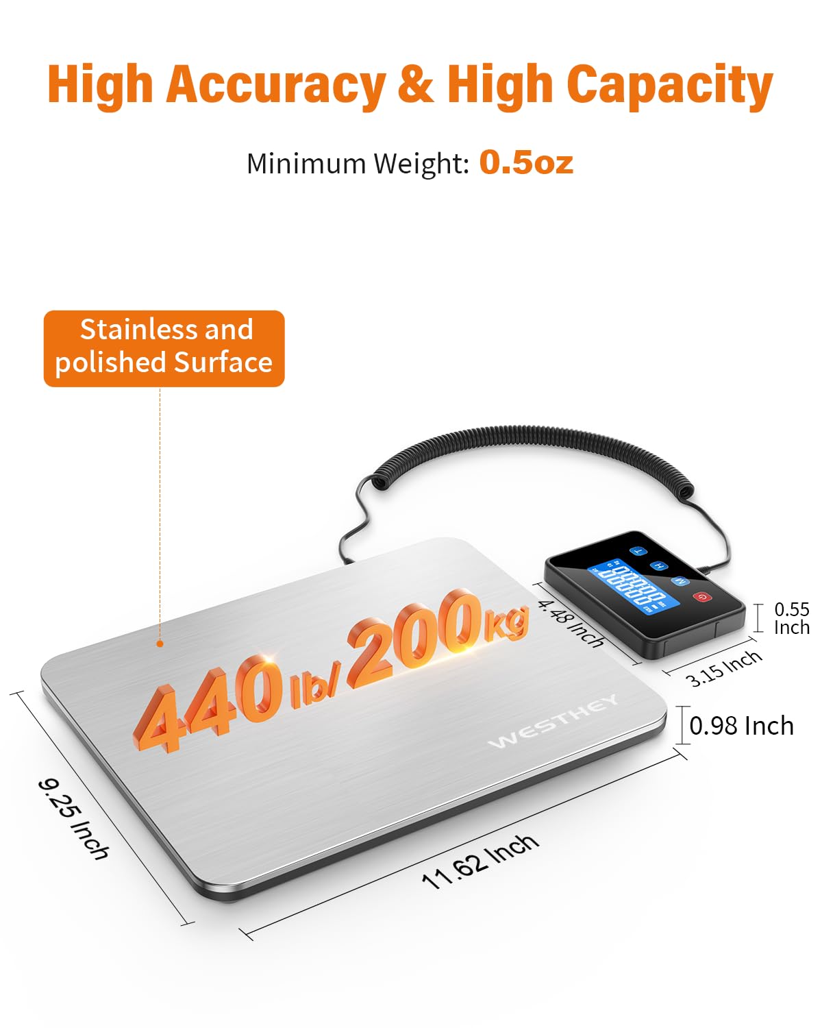 Shipping Scale 0.5oz-440lb High Accuracy Postal Digital Weight Luggage Scale for Packages Warehouse Home Small Business Pet Food Mail - Lumora Desk