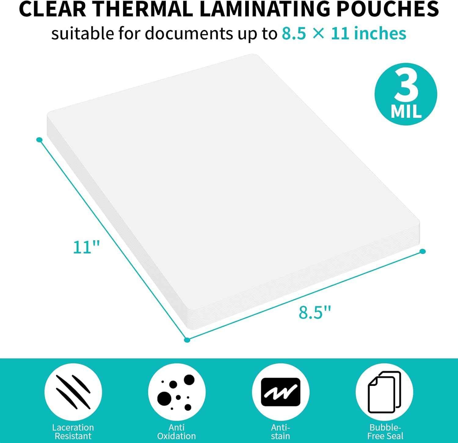 OausTect Thermal Laminating Pouches, 3 Mil Laminating Sheets, Clear 9 x 11.5 Inches Laminating Paper for Thermal Laminator, Holds 8.5 x 11 Inch Letter Size Sheets Lamination Sheet (100 Pack)