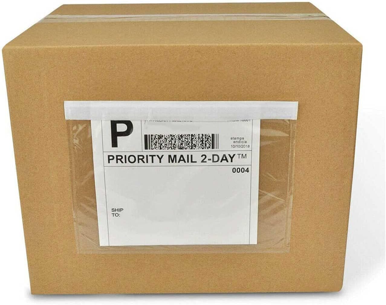 7.5" x 5.5" Packing List Pouches, 100 Pack Shipping Label Envelopes Clear Adhesive Top Loading Packing List