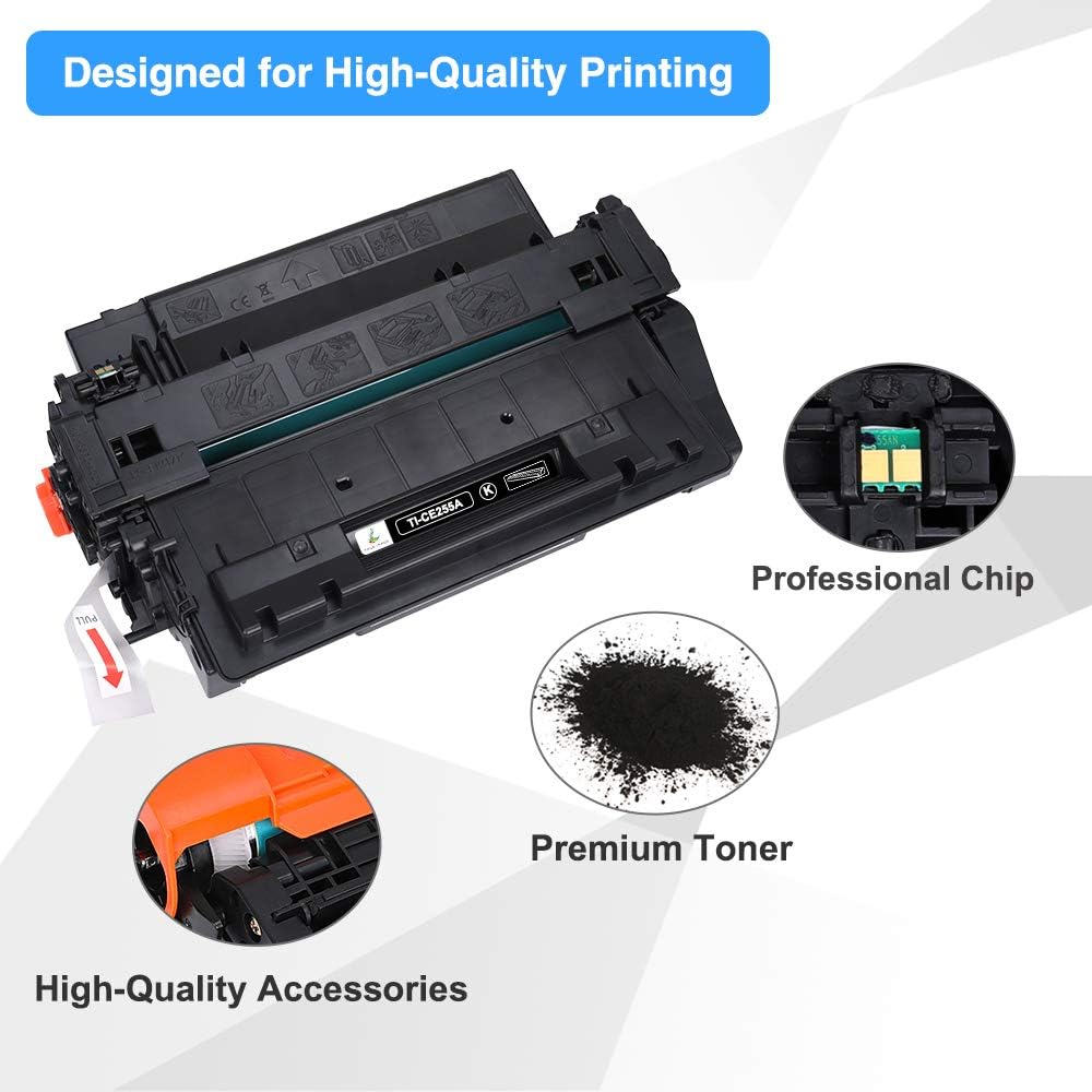 P3015 55A Black Toner Cartridge CE255A 2-Pack Compatible Replacement for HP 55A 55X CE255A CE255X for HP Laserjet P3015 P3015dn P3015x Pro 500 MFP M521dn M521dw M521 M525 Printer Ink