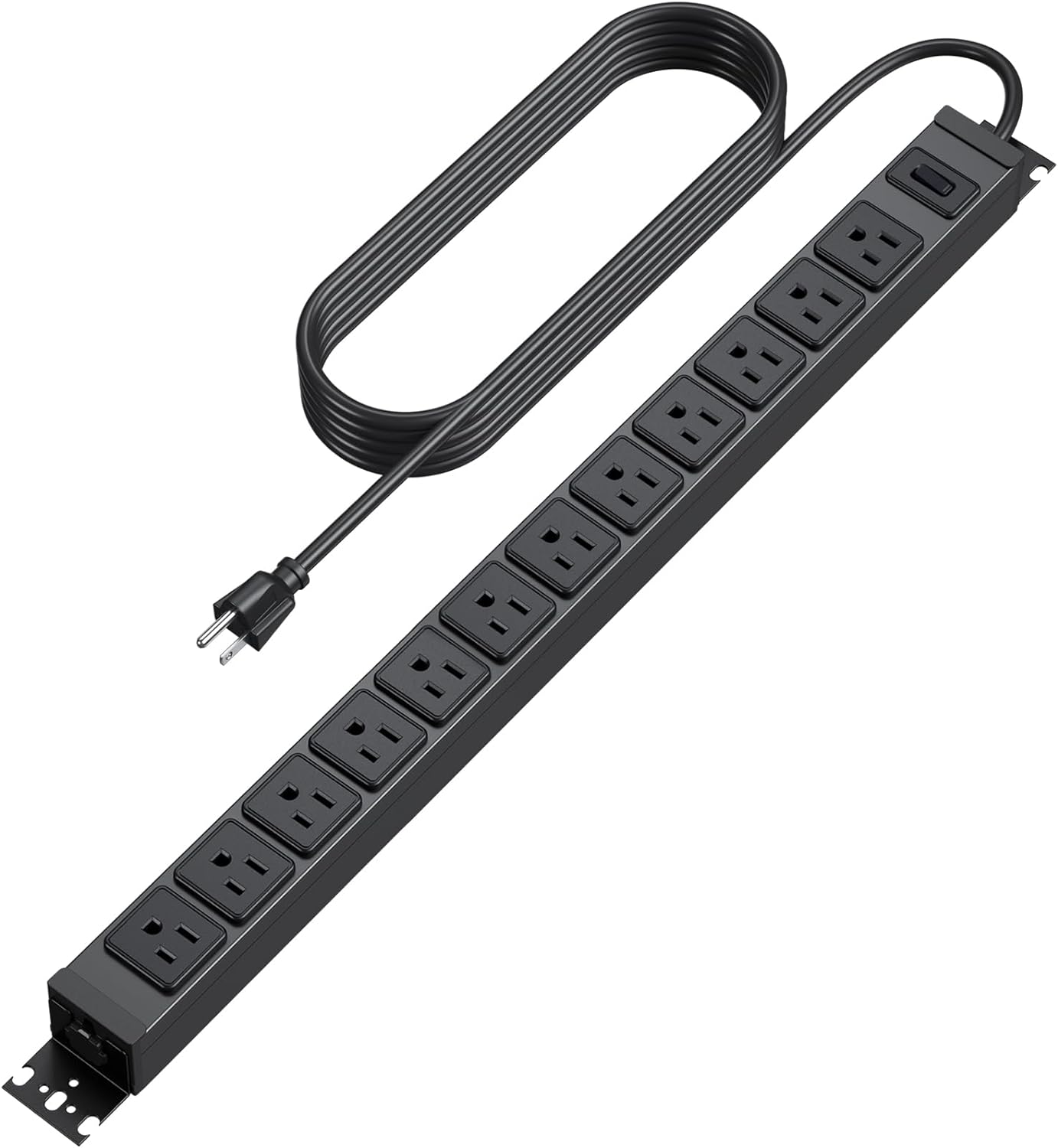 HHSOET 360° Rotating 12 Outlet Mountable Power Strip, Metal Gaming Table Mounted Outlet Strip, Heavy Duty Wall Mount Surge Protector with Switch, Works Great and Very Versatile, 3ft Power Cord.Black
