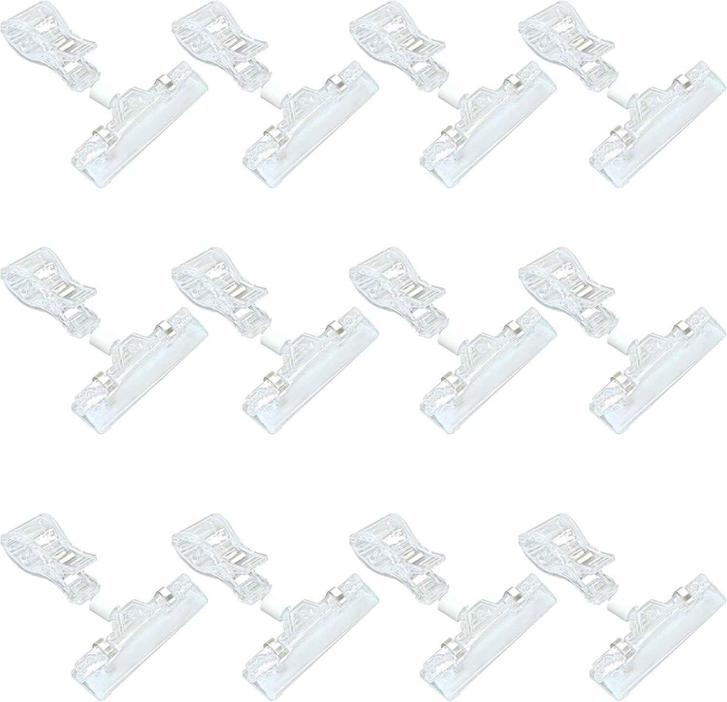 Zorfeter 12 PCS Clear Sign Clips, Plastic Label Clips on Merchandise Display Swivel Price Tag Clips, Double Sided Rotatable Menu Clips for Sale Retail Display