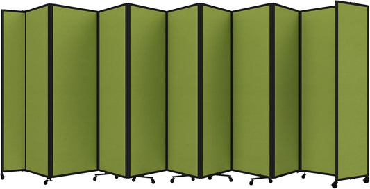 Versare Room Divider 360 Portable Wall Partition | Folding Panels | Large Freestanding Divider | Locking Wheels | Temporary Room Separator | 25' x 7'6'', Lime Green
