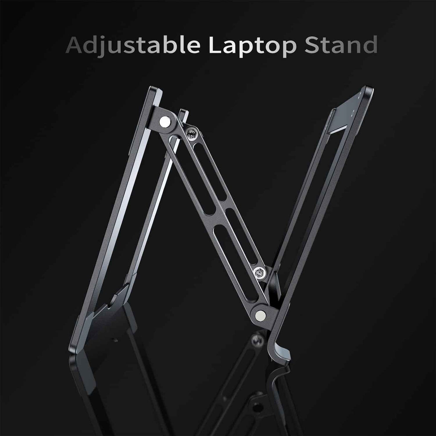 Laptop Stand for Desk - Adjustable Laptop Holder, Portable Laptop Riser with Multi-Angle Height Adjustable Computer Stand for MacBook Air/Pro and More Notebooks 10-17.3" - Grey