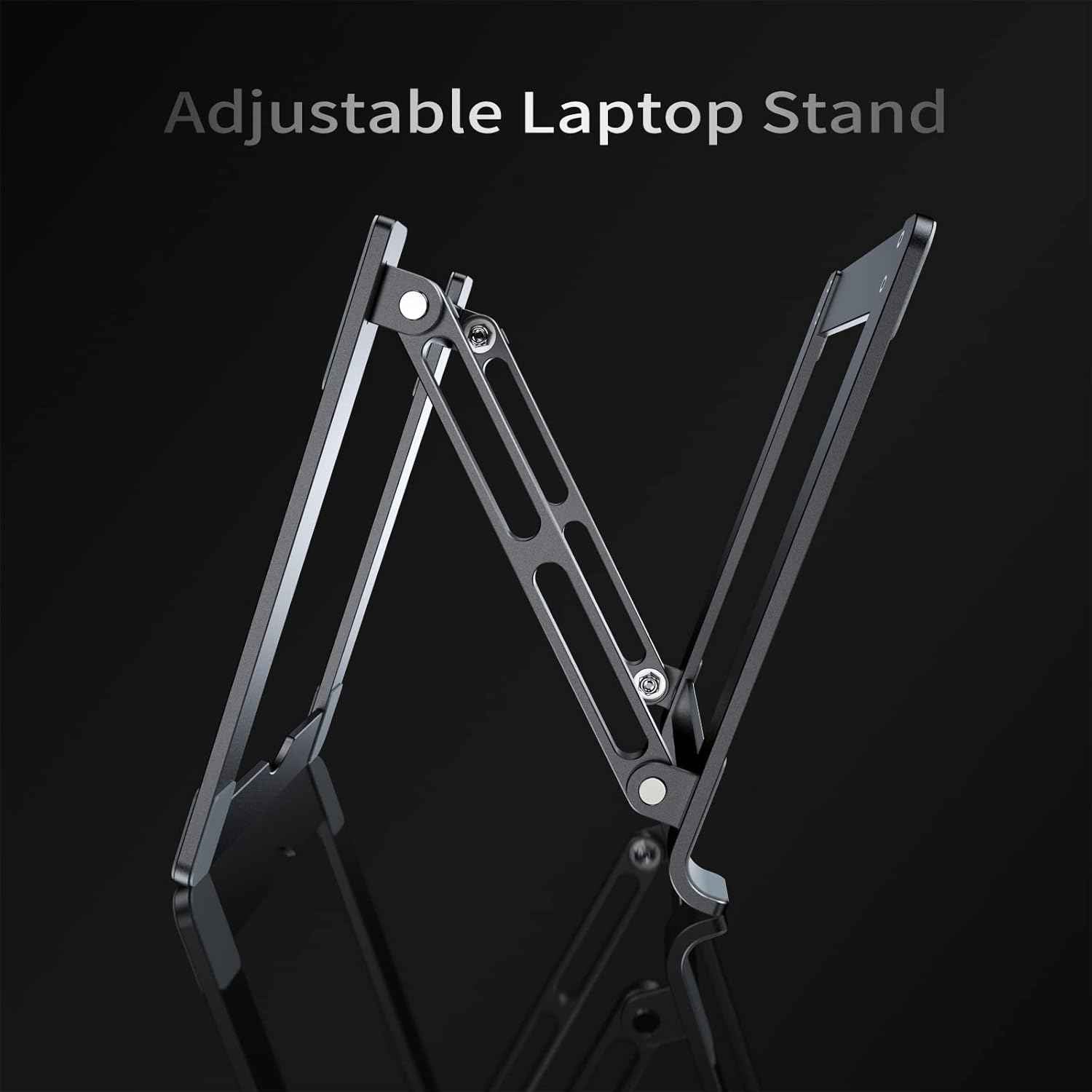Laptop Stand for Desk - Adjustable Laptop Holder, Portable Laptop Riser with Multi-Angle Height Adjustable Computer Stand for MacBook Air/Pro and More Notebooks 10-17.3" - Grey