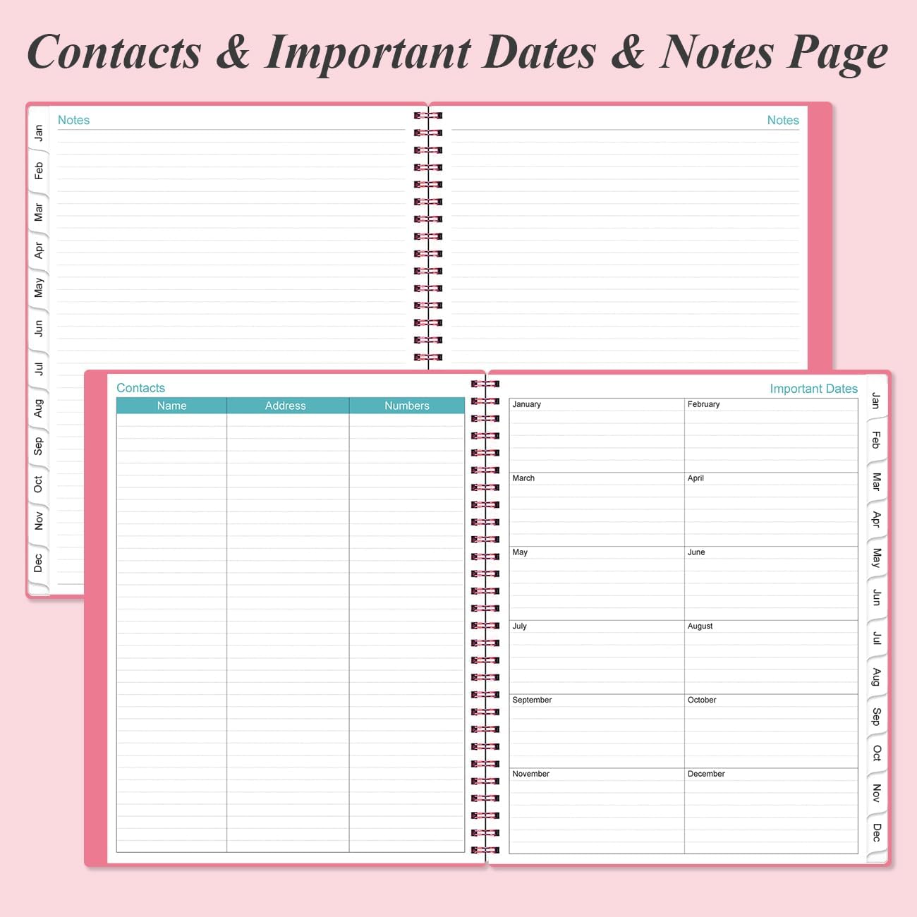 2025 Planner - Planner 2025 from January 2025 to December 2025 with 12 Monthly Tabs, Flexible Cover, Inner Pocket, 8.5" x 11", Pink