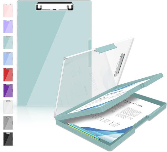 Sooez Clipboard with Storage, Heavy Duty Cleaview Clip Boards 8.5x11 with Dual Storage, Dry Erase Plastic Nursing Clipboard, High Capacity Clipboards Folder for Teacher Nurse, School & Office Supplies