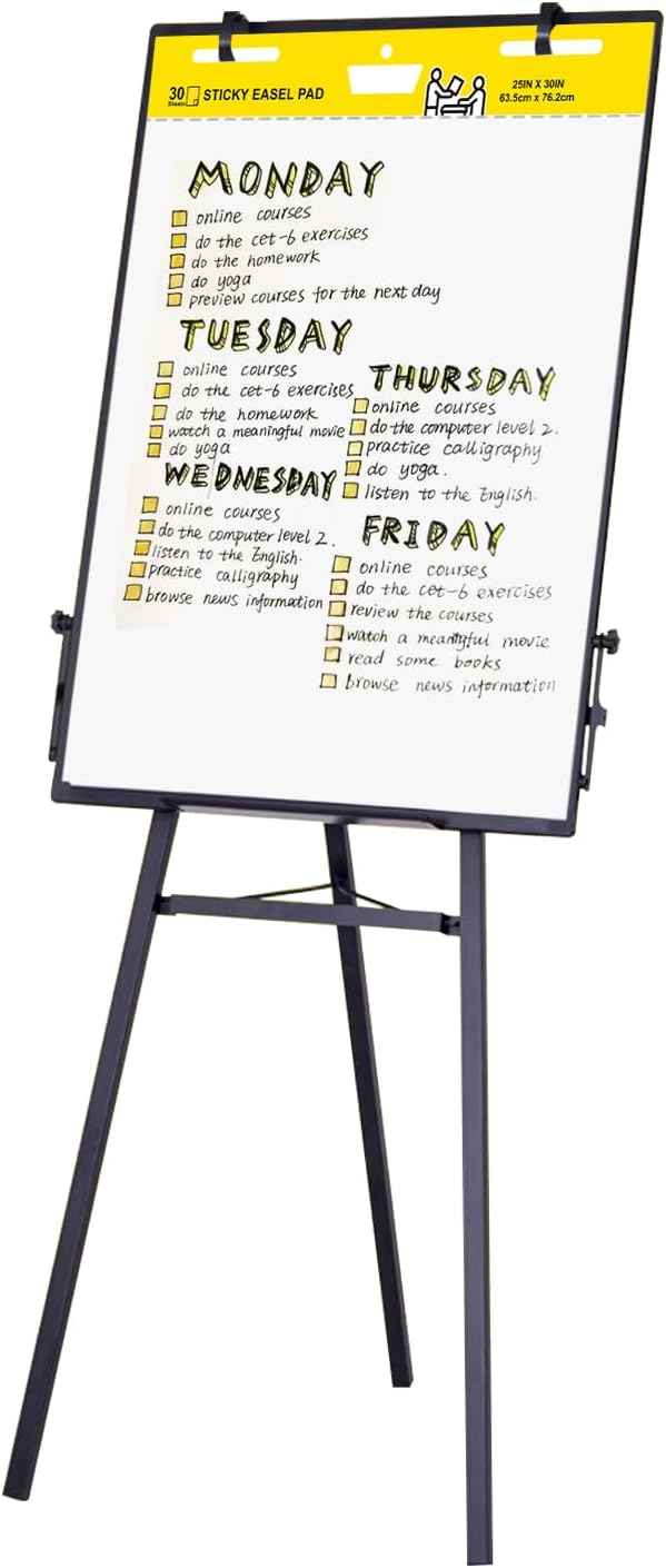 Sticky Easel Pad, Flip Chart Paper for Teachers 25 x 30 Inches, Super Sticky Bleed Resistant, Large White Premium Self Stick Easel Paper, 30 Sheets/Pad, 2 Pads