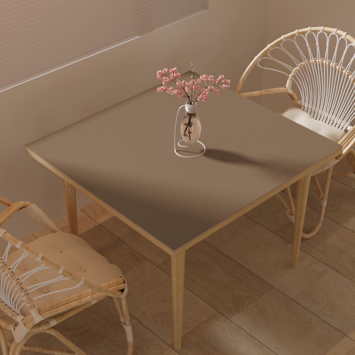 Desk Cover Protector - Used for Square Table Waterproof and Easy to Clean Good Flatness Easy to Used for Dining Table(Mud Color+Champagne Gold 44x44)