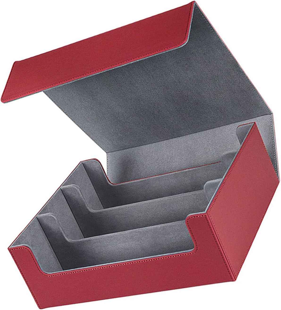 Stylish Magnetic Storage Box Leather Deck Case with Dividers Card Storage Box Container Case for Trading Cards