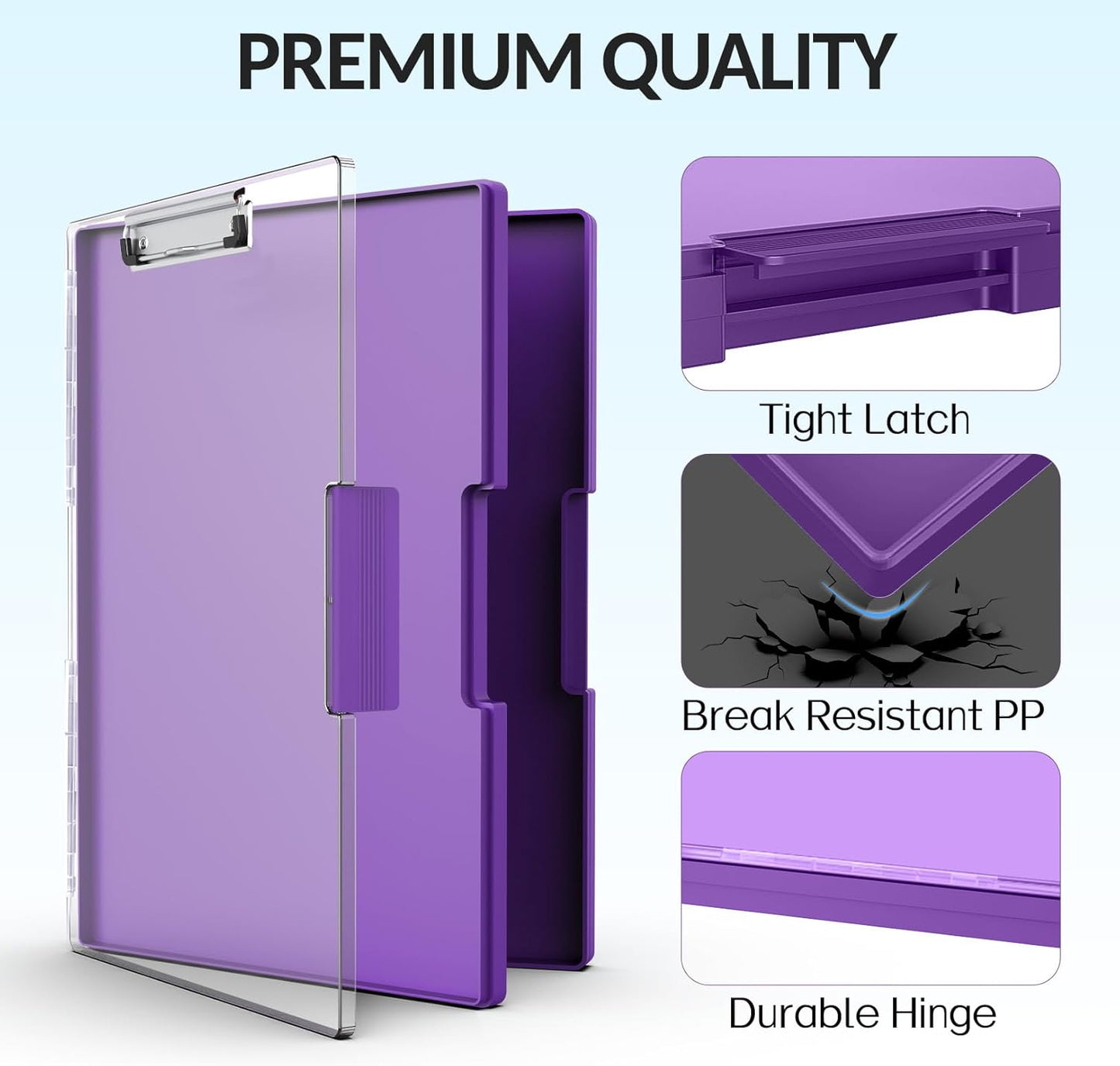 Sooez Clipboard with Storage, Heavy Duty Cleaview Clip Boards 8.5x11 with Dual Storage, Dry Erase Plastic Nursing Clipboard, High Capacity Clipboards Folder for Teacher Nurse, School & Office Supplies