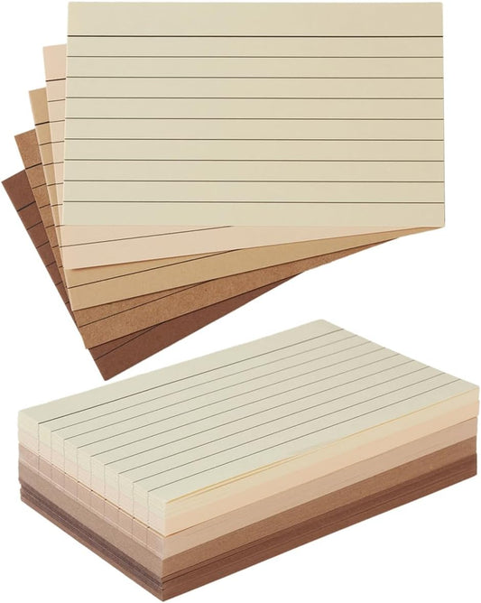100 Sheets 3x5 Colored Ruled Note Cards Index Cards, 250 GSM Heavy Flashcards, 5 Brown