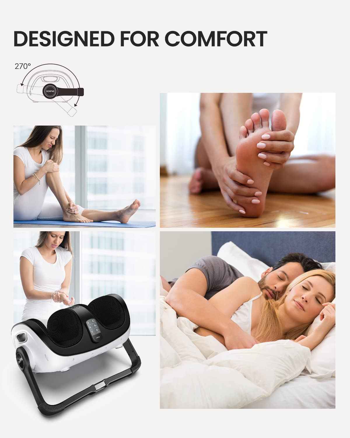 RENPHO 4-in-1 Shiatsu Foot Massager with Heat, Foot and Calf Massager, Father Day Gifts for Husband Men Dad, FSA Eligible Items Only List, Deep Kneading Massage for Plantar Fasciitis Relief, Size 14
