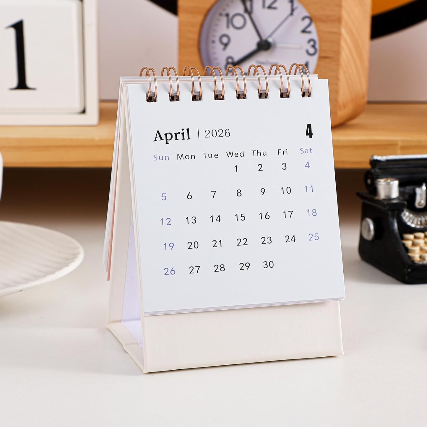 Mini Desk Calendar 2025-2026 - Runs From July 2025 until Dec 2026 Monthy Small Desktop Calendar 250 GSM Thick Paper Twin-Wire Binding for Home or Office (Pink)