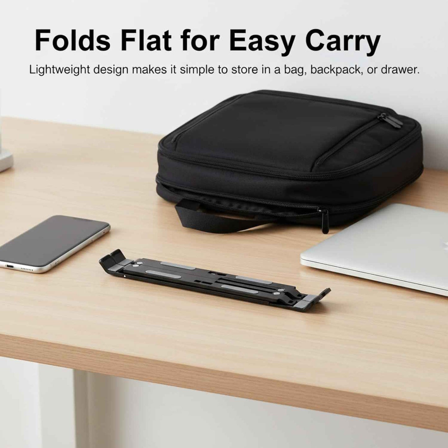 Foldable Laptop Stand, 7-Level Adjustable Aluminum Alloy Tablet Holder, Ultra-Thin Portable Notebook Riser for Desk, Office, Home, Travel (Black,Aluminum Alloy)