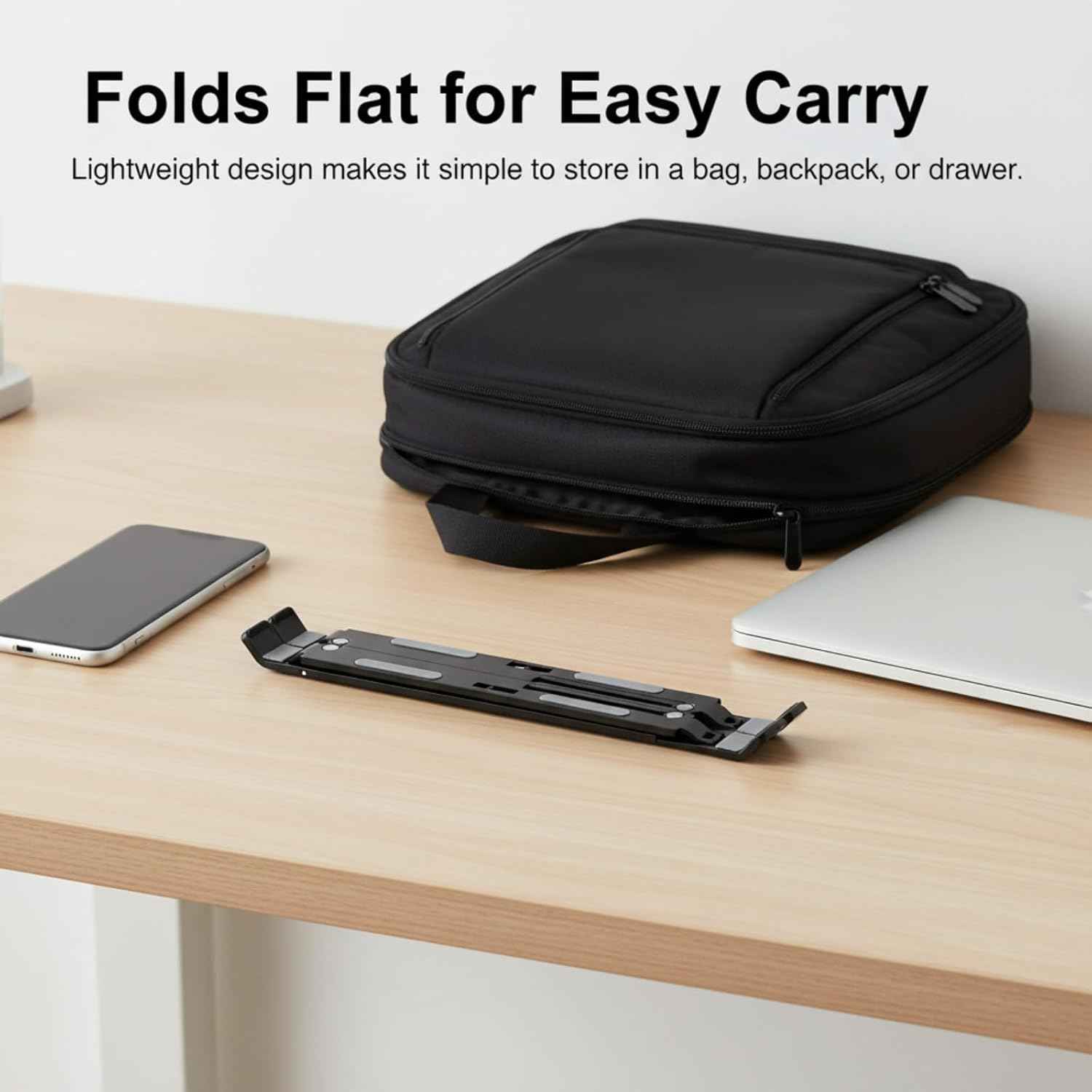 Foldable Laptop Stand, 7-Level Adjustable Aluminum Alloy Tablet Holder, Ultra-Thin Portable Notebook Riser for Desk, Office, Home, Travel (Black,Aluminum Alloy)