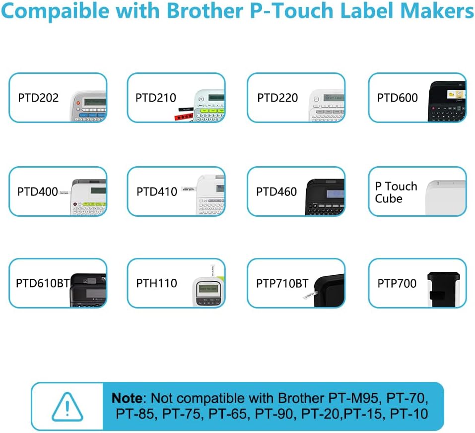 Hehua Clear Label Maker Tape TZe-131 TZe131 Compatible for Brother Label Maker Tape, Ptouch Tape 12mm 0.47 Clear Compatible for Brother Tze Tz Tape 12mm 0.47 Laminated, 6 Pack
