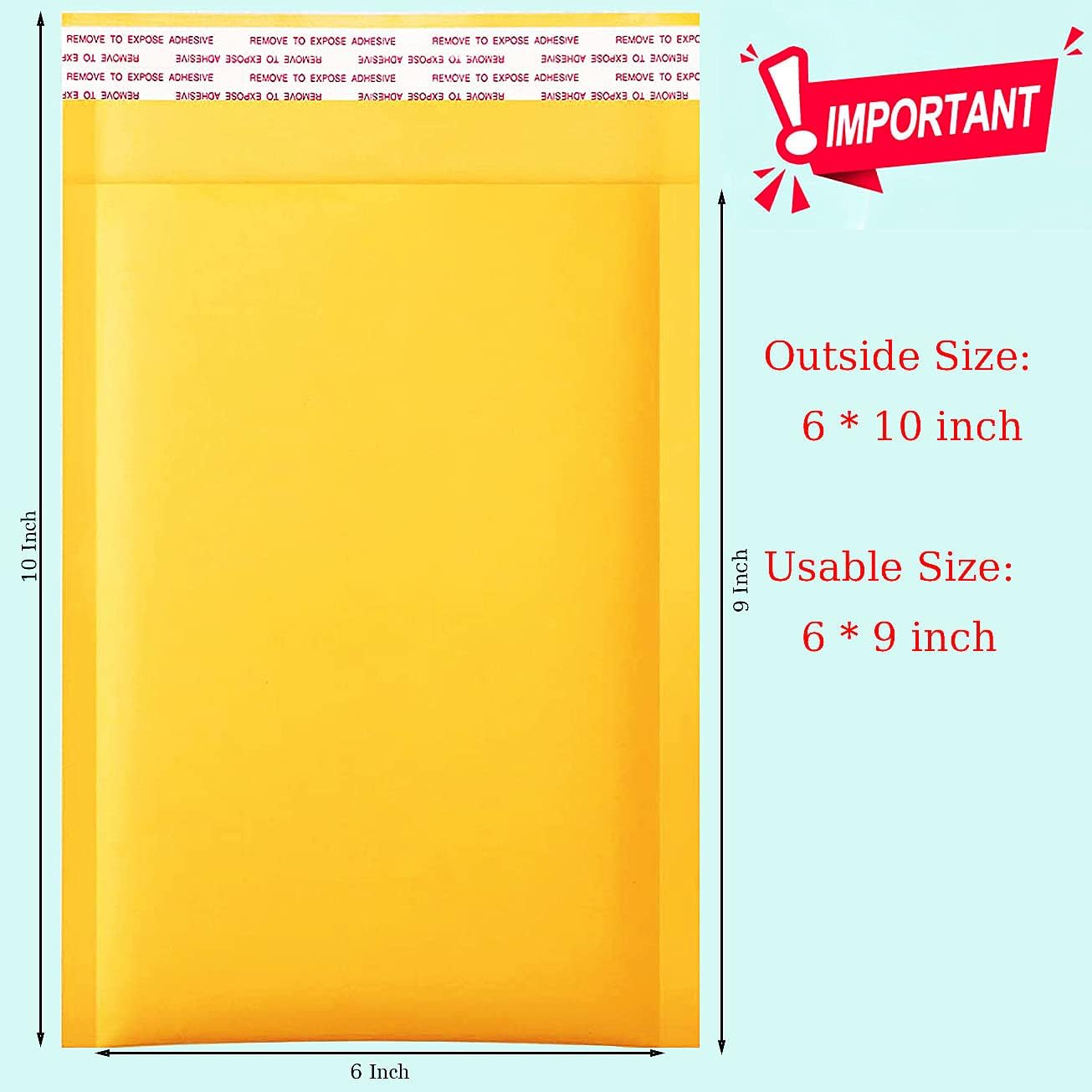 packbabol Kraft Bubble Mailers 6x10 Inch 100 Pcs,Small Self-Sealing Mail Shipping Bags,Yellow Padded Envelopes #0 - Lumora Desk