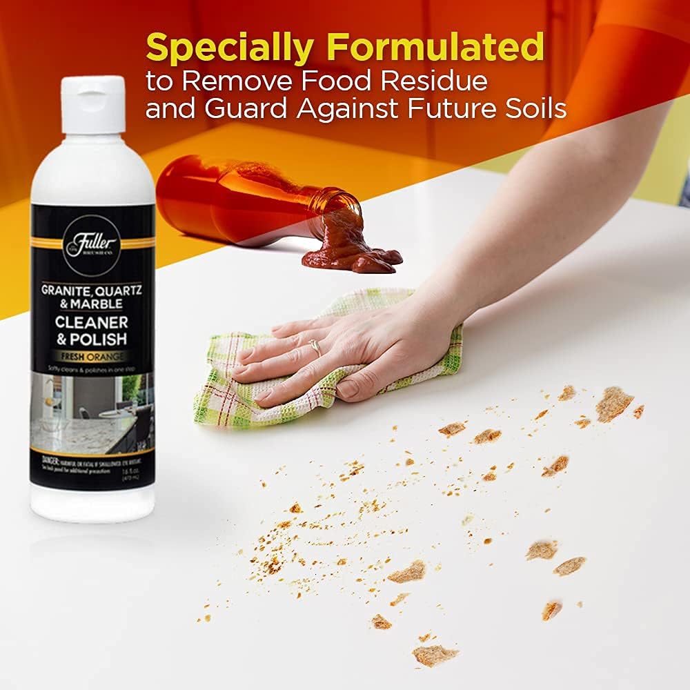 Fuller Brush Countertop Cleaner & Polish - Multi Surface Cleaner - Cleans, Polishes and Protects Granite Quartz Marble Glass Laminates Metal and Other Surfaces Refreshing Orange Scent Removes Odor (2 Pack)