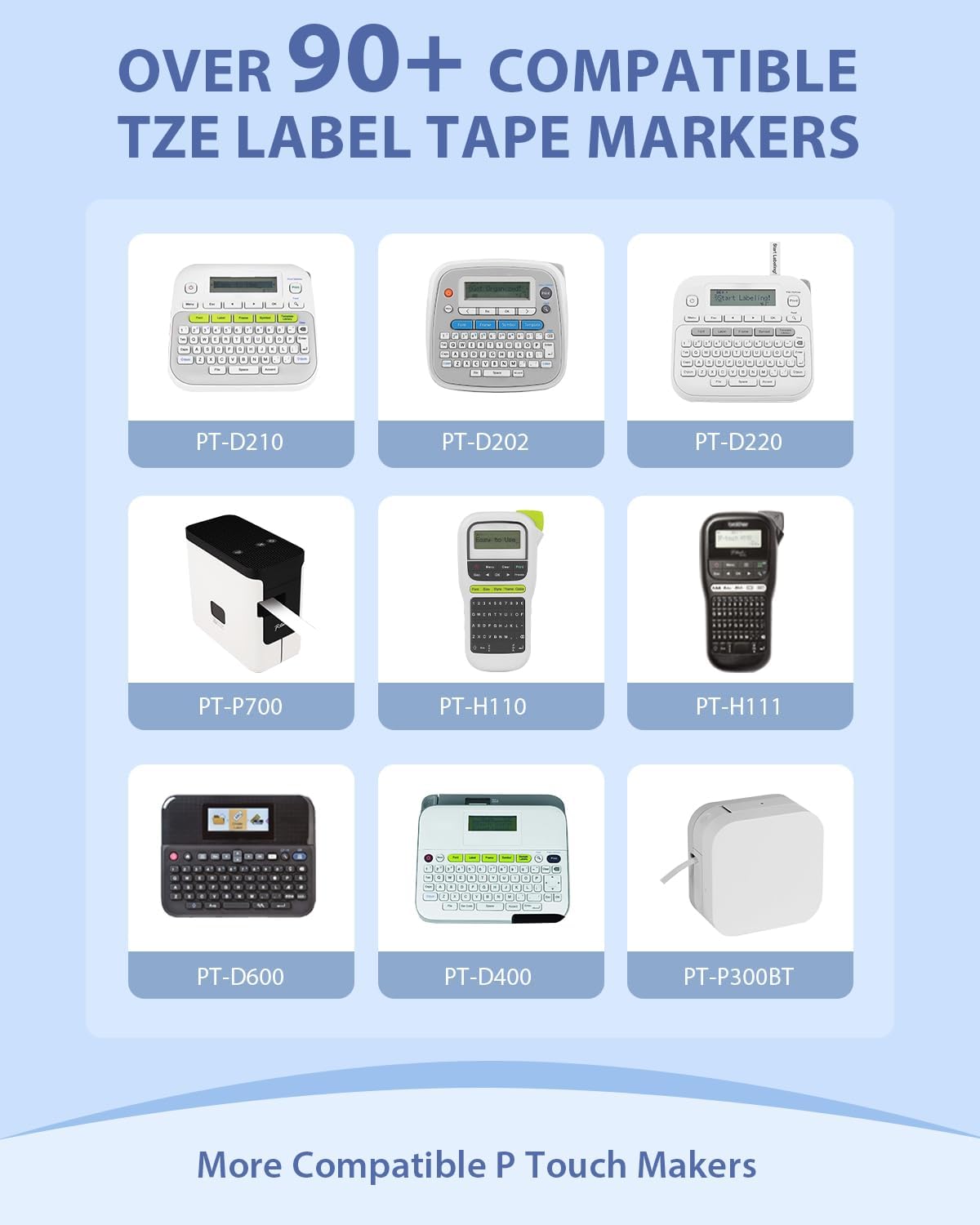 6-Pack TZe-231 Label Tape TZ Tape 12mm 0.47 Laminted White Compatible for Brother Ptouch Label Maker Tape TZe231 TZe-2312pk TZ-231 Refills for P Touch PT-D210 PTD220 H110 D610BT D400, 1/2" x 26.2 ft