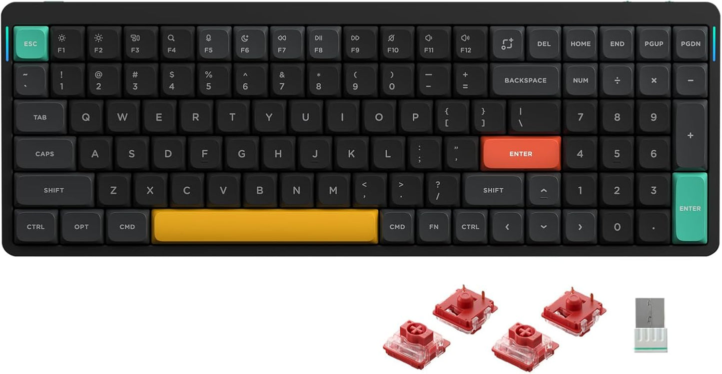 nuphy Air96 V2 Wireless Mechanical Keyboard,100 Keys RGB Backlit Keyboard,Supports Bluetooth 5.1,2.4G and Wired Connection,for PC/Laptop/Windows/Mac -Black Gateron Cowberry Switch
