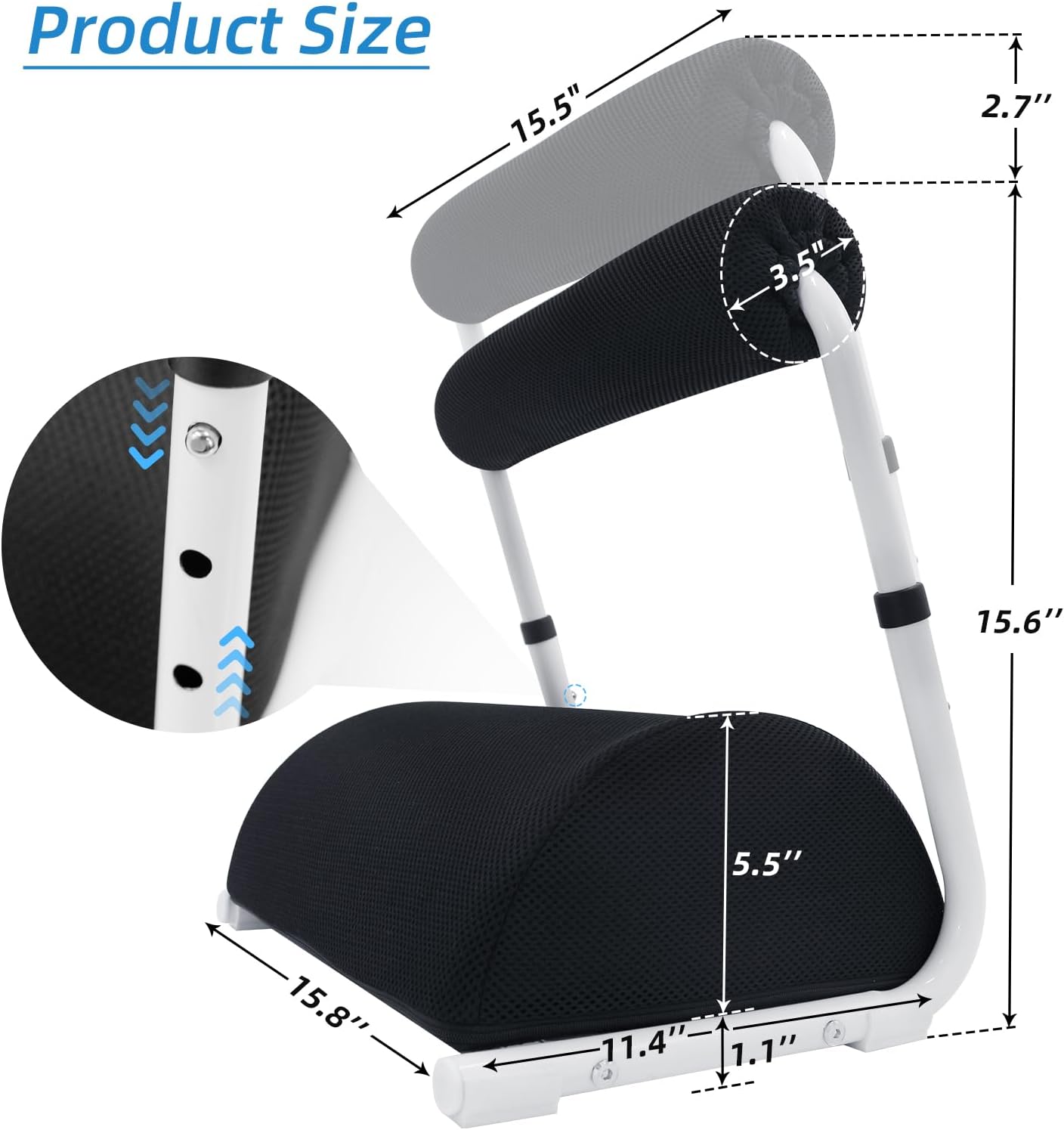 Foot Rest for Under Desk at Work - 3 Positions Height Adjustable Leg Rest for Office or Home Use, Ergonomic Footrest with Detachable Cushion