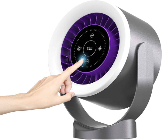 USB Rechargeable Desk Fan – Ultra Quiet <35dB, LED Touch Control, 100 Speed Levels, 360° Adjustable, Wall Mount or Table Use, Timer & Night Light, for Bedroom, Office, Travel