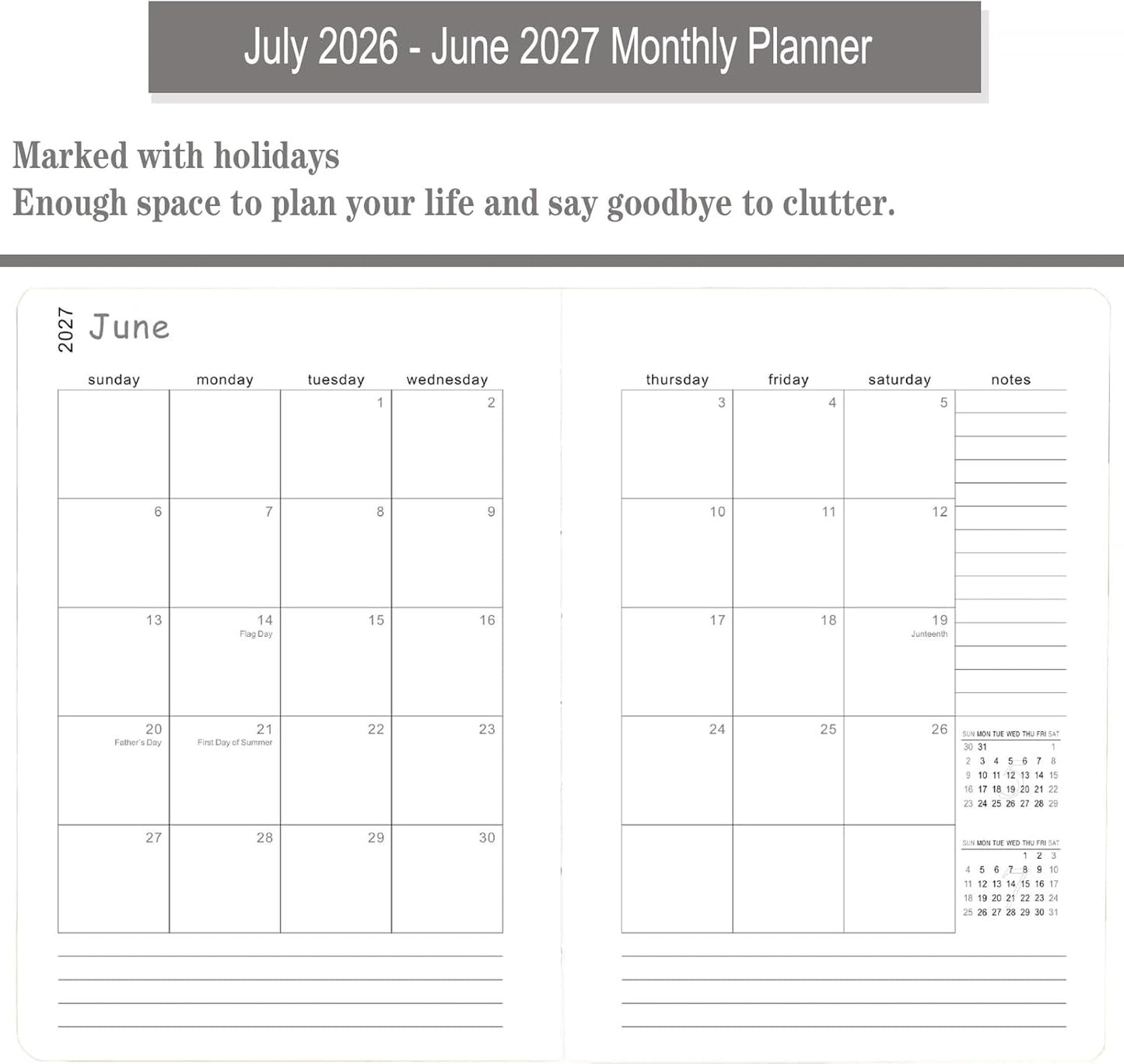 Daily Planner 2026-2027, One Page Per Day, Academic Calendar (July 2026 - June 2027), Appointment Book with Time Slots and Monthly Tabs, 5.7" x 8.25", Pocket, Leather Cove (Black)