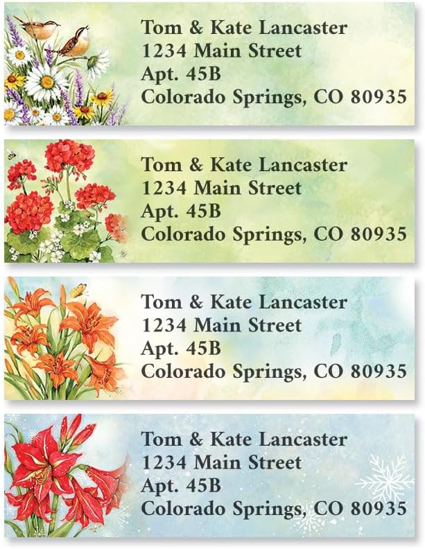 Colorful Images Nature’s Grace Floral Return Address Mailing Labels, Personalize with Name & Address, Set of 240 Self Adhesive, Easy Peel Flat Label Sheets, Small, 12 Designs - Lumora Desk