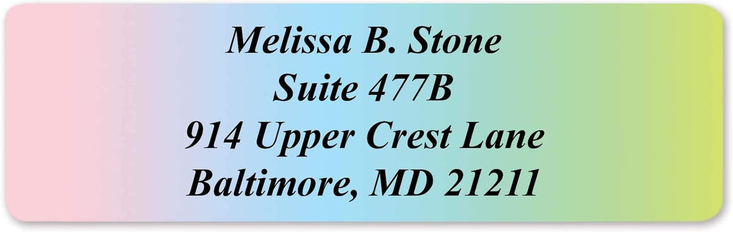 Cascading Rainbow Personalized Return Address Labels Without Dispenser - Roll of 250 Custom Stickers - Lumora Desk