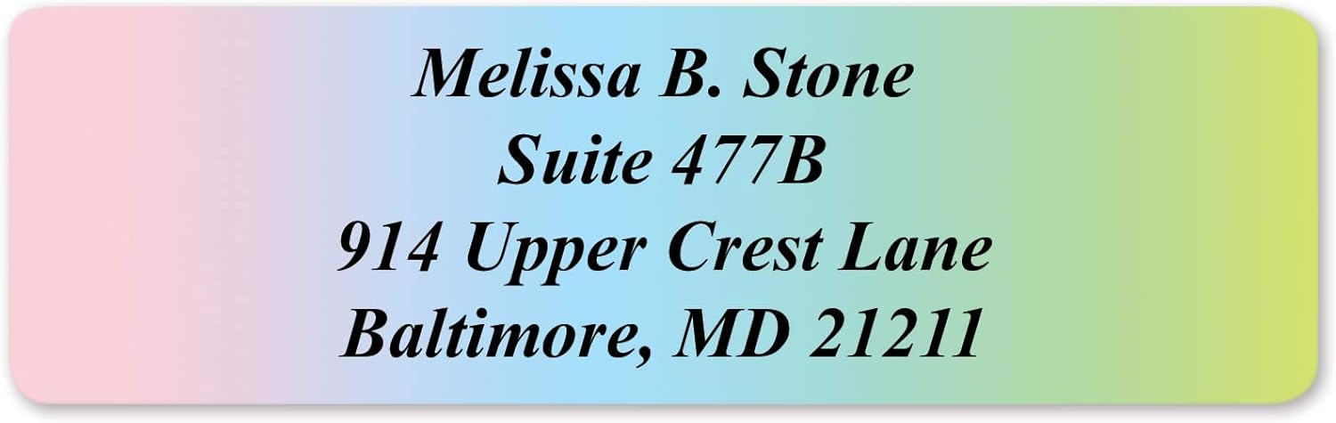 Cascading Rainbow Personalized Return Address Labels Without Dispenser - Roll of 250 Custom Stickers - Lumora Desk