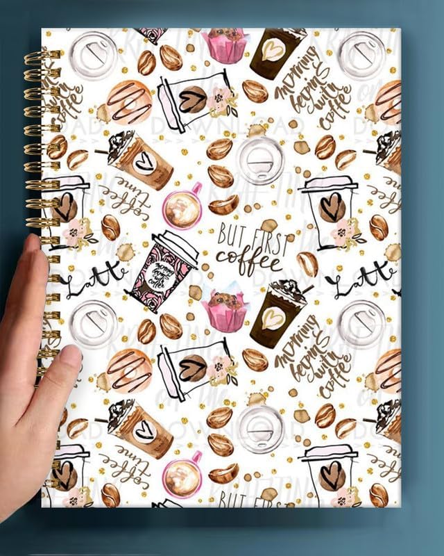 Spiral Journal Notebook,A5 Hardcover Lined Journals for Women Girl 6 x 8.3 in,120 Pages Thick Paper,Cute College Ruled Writing Notebook for Gifts Office Work School(Coffee)