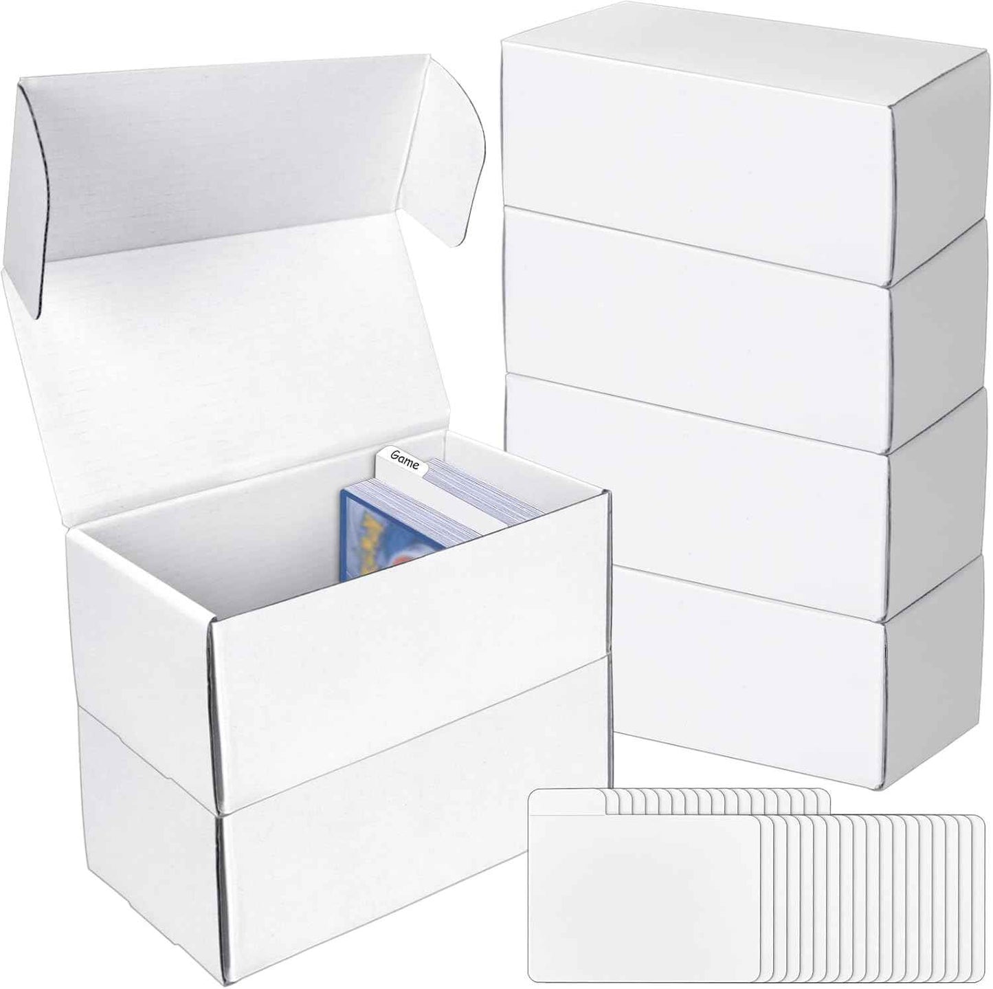 VOKOY Trading Card Storage Box with Dividers, 6 Pack • 400 Count Bulk Card Collection Case, Corrugated Cardboard Storage Box for Sports, TCG/Magic/Mtg Cards (Horizontal Length 7.5 Inch)